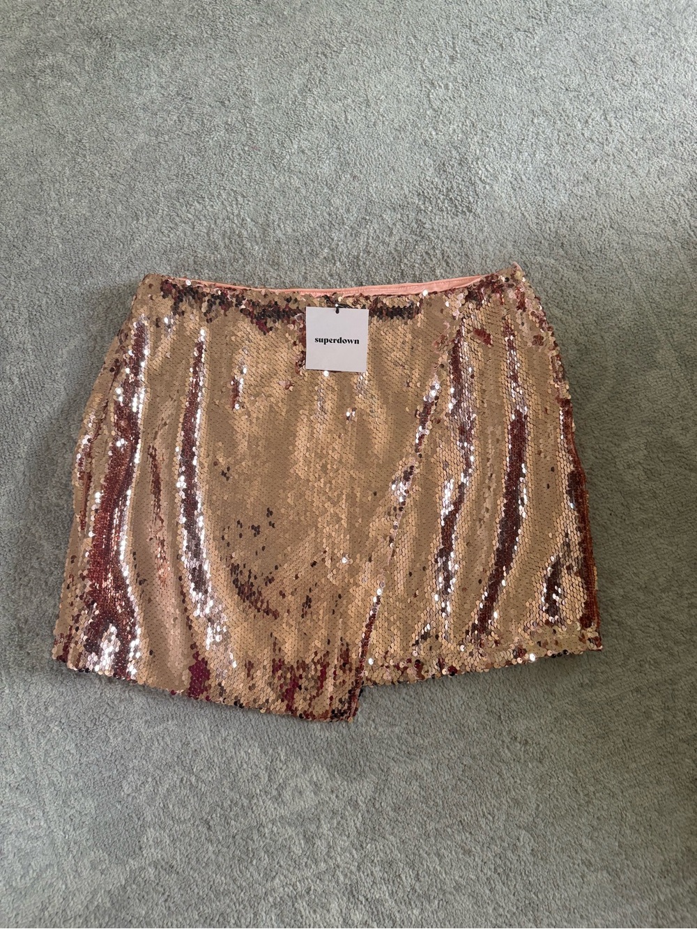 superdown Rose Gold Sequin Mini Skirt